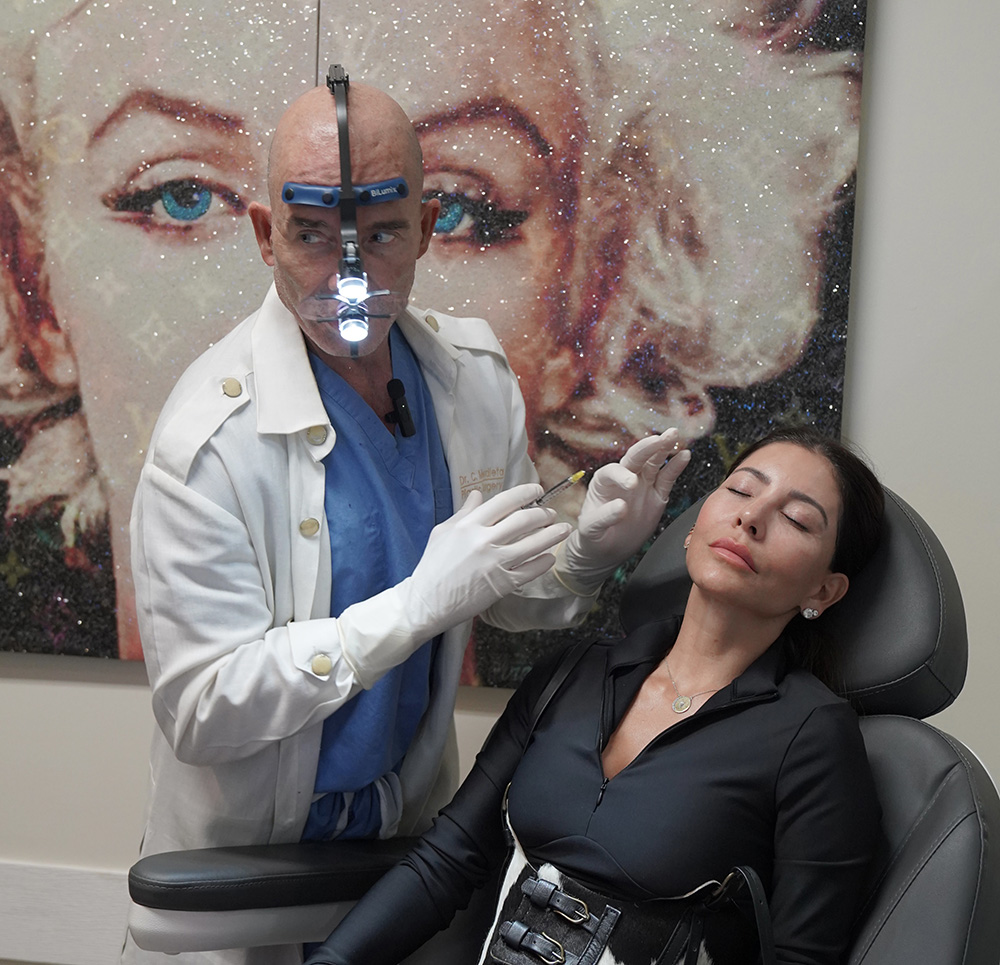 Woman getting an injection